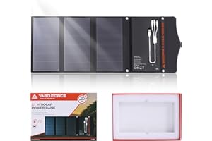 Yard Force 21W/12V Li-ion, Portable Solar Power Bank with Foldable Panel and 2 USB outputs for Hiking, Backpacking, and Outdoor Activities - LX PB21