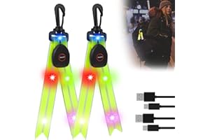 Lot de 2 feux clignotants LED pour cartable - Réflecteurs - Avec lumière colorée - Rechargeable par USB - Réflecteur - Pour le jogging, la randonnée, la course à pied