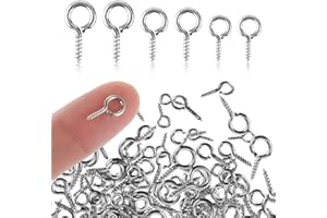 Amabro 300 pasadores de ojo de tornillo pequeños de 3 tamaños, mini alfileres de metal con ojales, clavijas de tornillo roscadas autorroscantes, ganchos para hacer joyas, manualidades, color plateado