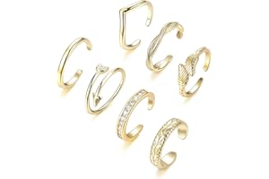 Finrezio 7Pcs Open Toe Rings for Women Girls Adjustable Ring Flower Knot Toe Ring Gifts Silver/Rose Gold/Gold