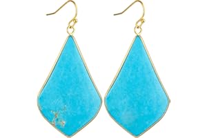 mookaitedecor Stone Dangle Drop Earrings for Women,Crystal Hook Earrings Gold Plated Oval