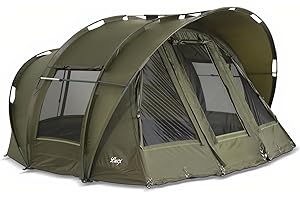 Lucx Leopard Bivvy - Tienda de campaña de Pesca para 2 a 3 Hombres, Tienda de campaña de Pesca de Carpa de 10.000 mm, Verde Oliva, 1-3 Tiendas de campaña
