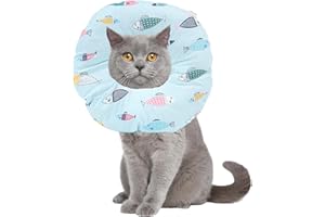Ducomi Molly Collar de Recuperación para Perro Gato – Collar Elisabetano Ajustable y Suave para Proteger a Las Mascotas Durante la Curación de Heridas y Cirugías (L, Fishes)