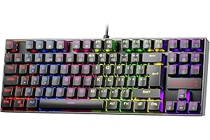 Redragon K552 60% Mechanical Gaming Keyboard RGB Backlit Wired with Red Switches for Windows Gaming PC, UK QWERTY (Black)