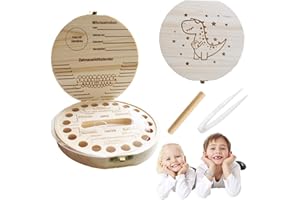 HIQE-FL Skrzynka na zęby, puszka na zęby, pudełko na zęby mleczne, drewniana puszka na zęby, puszka na zęby mleczne, pudełko na zęby mleczne (D)