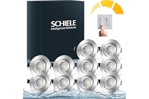 Schiele 10X Foco Empotrable LED Techo Regulable 3 Niveles Giratorio IP44 Blanco Cálido 2800K Redondo Downlight LED Techo 7W Equivalente a Halógeno 60W Ojo de Buey led para Baño Salón Cocina Ф85mm