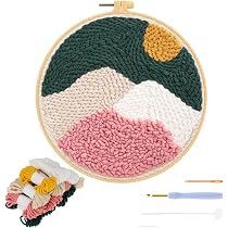 Kit Débutant Punch Needle JSRQT - Broderie DIY Avec Motif Forêt - Tout Inclus : Fil, Aiguille, Cercle, Instructions