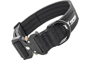 TSPRO Premium Dog Collar with Patch, Thick, Adjustable Tactical Dog Collar, Heavy-Duty Design, Quick-Release Metal Buckle, for Medium to Large Dogs, M, Black