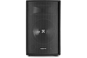 VONYX SL10 10” Passive DJ PA Speaker, 500W Max, Trapezoidal 2-Way Bass Reflex Cabinet, Single Passive DJ Speaker, Stage Monitor, Piezo Tweeter, 8 Ohm, For Live Sound, Parties, Events, Black