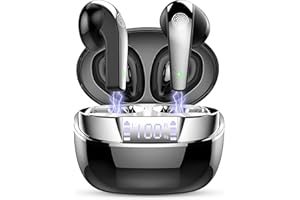 ORDTOP Cuffie Bluetooth, Auricolari Bluetooth 5.3 con 4 ENC Mics, Cuffie Wireless In Ear Stereo Hi-Fi, 47 Ore Cuffie Senza Fili con LED Display, Cuffiette Bluetooth Cancellazione Rumore, IP7 Impermeabili