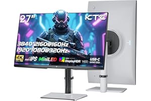‎KTC KTC MiniLED Gaming Monitor 27 Inch | 4K@160Hz, FHD@320Hz Seamless Switching | 1152 Zone Local Dimming | VESA Display HDR1400 | 1ms Response Time | Adaptive Sync | 145% sRGB | KVM | White | M27P6