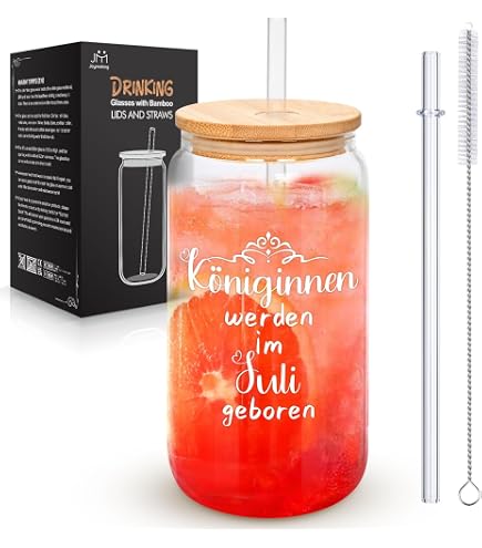 4er Set Valentinstag-Glasbecher Mit Herzdesign – 473 Ml, Mit Bambusdeckel, Glasstrohhalmen & Reinigungsbürste