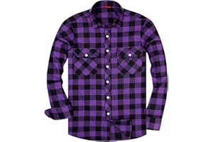 siliteelon Flannel Shirt Checked Shirt for Men Plaid Shirt Cotton Lumberjack Regular Fit Men's Long Sleeve