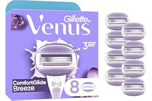 Gillette Venus ComfortGlide Breeze Pour Femme, 8 Recharges De Lames, AUTHENTIQUES, Barres Parfumées, Sans Besoin De Gel A Raser, Cartouches A 3 Lames Conçus Pour Corps Et Poils