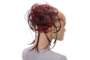 ‎CAISHA CAISHA XXL Haarteil Haargummi Daisy Dutt Hochsteckfrisuren Mit Geflochtenen Zöpfen Gewellt Kunstfaser Hitzebeständig DM17cm Rot Mix G9D