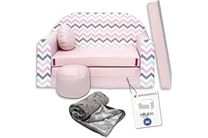‎MILLYBO millybo Kindersofa Kinder Couch mit Schlaffunktion ausklappbar 3in1 Kinder Sofa Spielsofa mit Bettfunktion Mädchen Jungen Sitzsack Minisofa Schlafsofa Kinderzimmer Schlafsessel (HJ1)