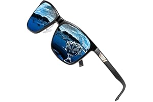 DUCO Okulary przeciwsłoneczne z polaryzacją dla mężczyzn z ochroną UV400, retro, prostokątne oprawki, ultralekkie metalowe oprawki, okulary kierowcy, sportowe okulary przeciwsłoneczne 3029H