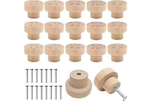 SYULCR 15 Stück Möbelknöpfe, Möbelknöpfe Holz, Schrankknöpfe, Schrankknöpfe Holz, Tierdrucke Schubladenknöpfe, Rund 25 x 35 mm, Knauf für Schrank für Kommode,Schubladen,Wohnzimmer,Schrank,Küche. (15)