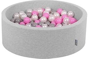 KiddyMoon 90X30cm/300 Bolas ∅ 7Cm Piscina De Bolas para Ninos Hecha En La UE, Gris Clr:Perla/Gris/Rosa