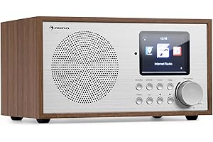 Auna Mini Radio Portable Stéréo Bluetooth et Rechargeable, Petit Poste Radio Numérique Dab/Dab+/FM/Streaming, Écran HCC, 5h d'Autonomie, Radio FM, Alarme Réveil, Alimentée au Secteur