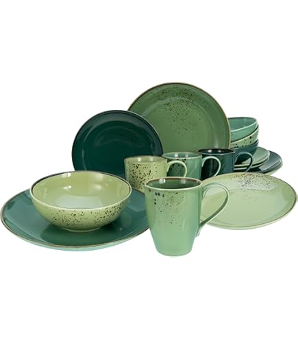 Set Di Piatti In Steingut Amarilla - 12 Pezzi, 4 Piatti Piani, 4 Dessert, 4 Ciotole, Design Fiorito - Foto 4