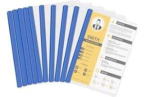 FANGEHONG 10pcs Clear Report Covers, Slide Binder File Folder, Plastic Transparent File Cover, A4 doucument Cover with U Type Sliding Bar for Office File Organizer .Hold Up to 40 Sheets Projects(Blue)