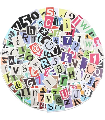 YZROHYI 208 Stück Klebebuchstaben Vintage - Bunte Alphabet Aufkleber Selbstklebend