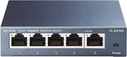 TP-Link TL-SG105 - Switch 5 Puertos 10/100/1000 Switch ethernet, Switch gigabit, Indicador del estado, acero inoxidable...