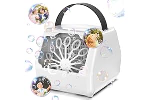 Seifenblasenmaschine Automatischer Blasenmacher 16000+ /Min,HassoKon Seifenblasen für Hochzeit,Blasenmaschine Elektrisches Blasenspielzeug für Kinder/Hochzeit/Geburtstag/Festival Party (Weiß)