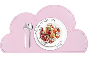HONGXIN-SHOP Sets de Table en Silicone pour Enfants Antidérapant Tapis de Table Imperméable Assiette de Table en Forme de Nuage pour Bébé Tout-Petits, Rose