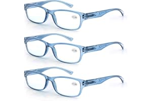 MODFANS 3 Pack Lesebrille 2.0 Herren/Damen,Gute Brillen,Hochwertig,Rechteckig,Komfortabel,Super Lesehilfe,fur Manner und Frauen,(3 Blau)