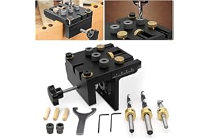 DASHUAIGE Socket Hole Fixture Kit Tool System, Three-in-One Woodworking Positioning Fixture Kit, with Positioning Clamps, Adjustable Drilling Guide Punch Locator Wwoodworking Tools