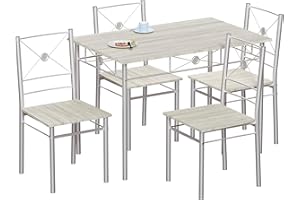 Vida Designs Roslyn Dining Table and Chair Set, Kitchen Breakfast Modern Contemporary Furniture Set (Oak, 4 Seater)