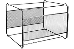 SECALIFE Suspension File Holder Box, Mesh Hanging File Organiser Box Crate Folder Holder, Metal Filling Holder Rack for Hanging, FC Size Office Box