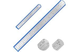 MOXYOY Stainless Steel Ruler Set, 2Pcs 30cm/12in+15cm/6in Metal Rulers Kit Heavy Duty Straight Edge for School Office Home Measuring