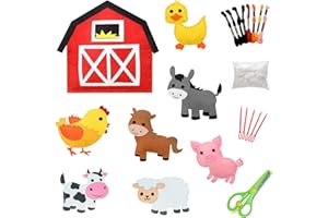 PEPOYO AI Nähset Kinder 8 Stück Bastelset Kinder,Bauernhoftier Anfänger Nähpaket DIY Art Craft Geschenk,Kinder für Jungen Mädchen Pädagogische Kreativsets Nähen Bastelset