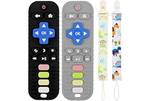 Homgaty Beißring für Babys, 2 Set Beißspielzeug für 3-24 Monate Baby, Silikon Fernbedienung Beißringe mit Anhänger - Beissring, Zahnungshilfe, Baby Zahnen Spielzeug für Jungen Mädchen
