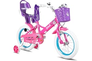 STITCH little daisy 12/14/16 inch kids bike for 2-7 Years girls,12/14/16 inch gilrs bike with Doll Seat and basket & Streamers，pink/blue/white