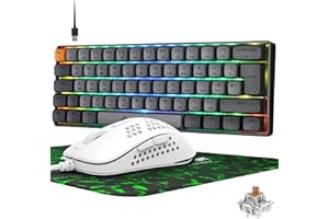 ZIYOU LANG MK21 Gaming-Tastatur- und -Maus-Sets mit Mauspad, UK-Layout, kabelgebundene LED-RGB-Hintergrundbeleuchtung, mechanische Tastatur, Maus mit Wabenschale, ergonomische PC-Tastatur und Maus-Set