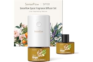 SenseFlow Difusor Aceites Esenciales Difusor de Aromas SF101 - Ultrasónico Sin Agua, 100 % Vegetal, Aromaterapia120 Días, para Hogar, Hotel y Estudio Hasta 100 ㎡ - Jengibre
