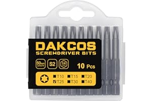 DAKCOS Bits T25 Torx Bit Set (Länge: 50mm, 10 Stücks)