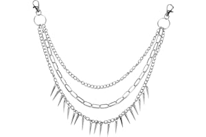 Chain For Pants, Mabor Layered Pants Jean Chain Silver Goth Biker Wallet Chains Punk Rivet Tassel Jeans Accessories for Women and Men(1 Pcs)
