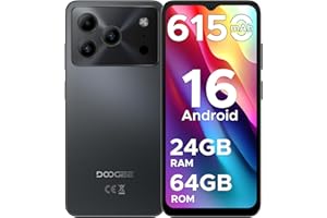 DOOGEE Note 56 Mobile Phones, Newest Android 16 Smartphone, 6150mAh, 8.45mm Ultra-Slim, 6.56" HD+ 90Hz, 24GB + 64GB/2TB Android Phones, Dual SIM Unlocked Mobile Phone, Face ID, GPS, OTG, FM-Black