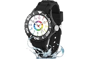 GUUMUXIN Orologio per Bambino, Orologio Educativo con Lancette per Bambini, Quadrante Multicolore con Scale Chiare, Con Cinturino Morbido, Adatto per Ragazzi e Ragazze, Facile da Leggere e Imparare