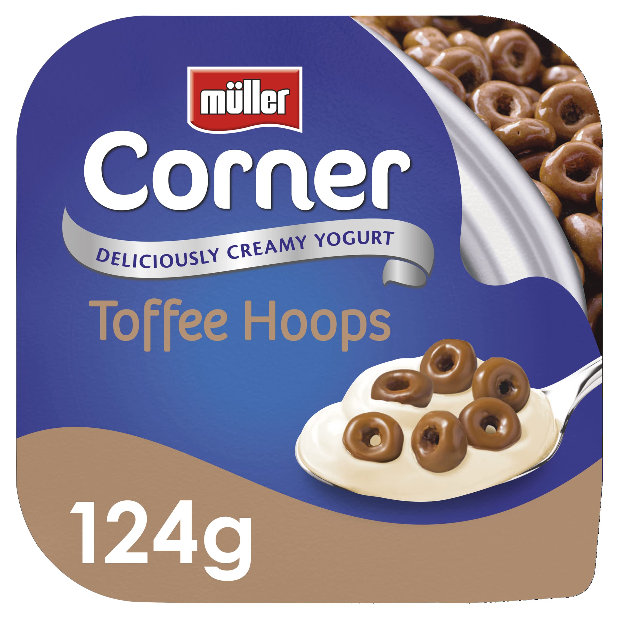 Müller Corner Crunch Milk Chocolate Coated Cereal Hoops With Creamy Toffee Yogurt, 124g