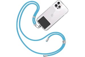 TBOC Tour de Cou Telephone Portable Cordon Collier Laniere Universel [Bleu Clair] [Patch de Fixation Noir] Sangle de Suspension Amovible Réglable Résistante Compatibles avec Plupart Smartphones