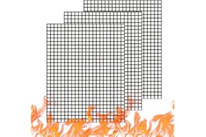 WholeFire 3 Piezas BBQ Grill Mat, Juego de Alfombrillas de Malla para Barbacoa, Antiadherentes, Reutilizables, Accesorios para Hornear Carne, Cocina, Asar a la Parrilla y Hornear, 40 x 33cm