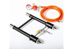 DEVIL-FORGE Quemador de gas propano 2 conectados DFP (160.000 BTU), estrangulador de aire, válvula de bola, Horno Fundir Metales, Fragua de gas, Forja, Herrero, Herrador, Cuchillo, Forge, Furnace