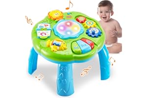 HERSITY Mesa de Actividades Bebe 1 Año, Juguete Musicales Bebe Tambor Juguetes, Mesa de Aprendizaje Educativos Regalos para Niñas Niños 18 Meses 1 2 Años