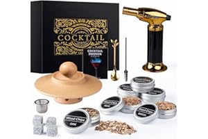 GIENXIAS Cocktail Smoker Kit, Whiskey Smoker Kit mit 6 Holzchips, Vatertagsgeschenk, Old Fashioned Whiskey Smoker Drinks Kit, Cocktail Zubehör Für Whiskey, Getränke, Bourbon (Kein Butan)